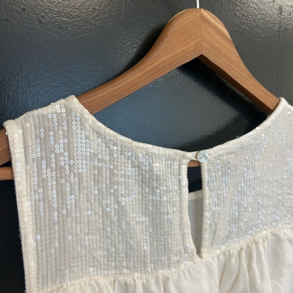 Via Signora S excellent/new condition linen Ruffled Bib Collar sparkle top/boto - Picture 8 of 13